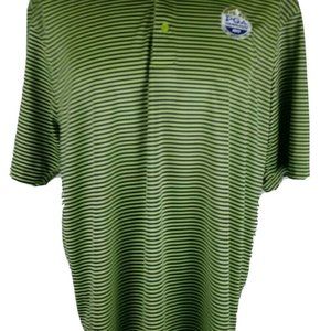 PGA AUTHENTIC MENS GREEN  STRIPED GOLF POLO SHIRT